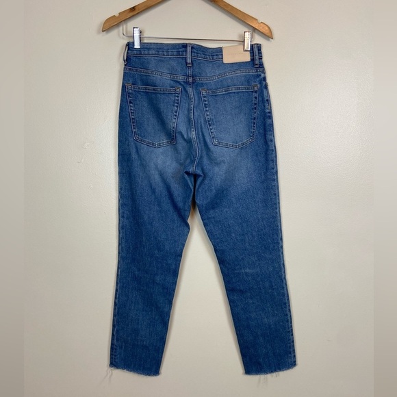 Everlane The Cheeky Jean Classic Blue Raw Hem High Rise Cotton Jeans - Picture 8 of 11